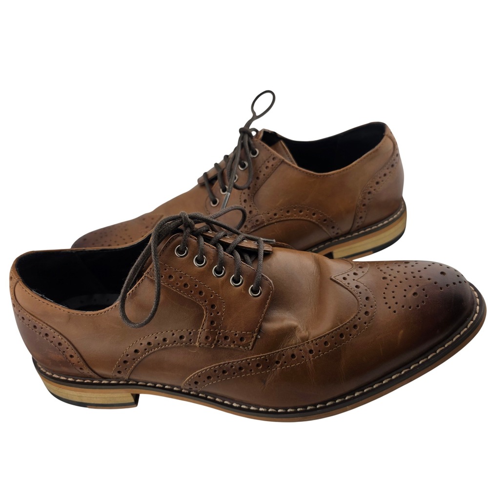 Bar III Vaughn Brown Leather‎ Brogue Oxford Wingtip Dress Shoes 10M